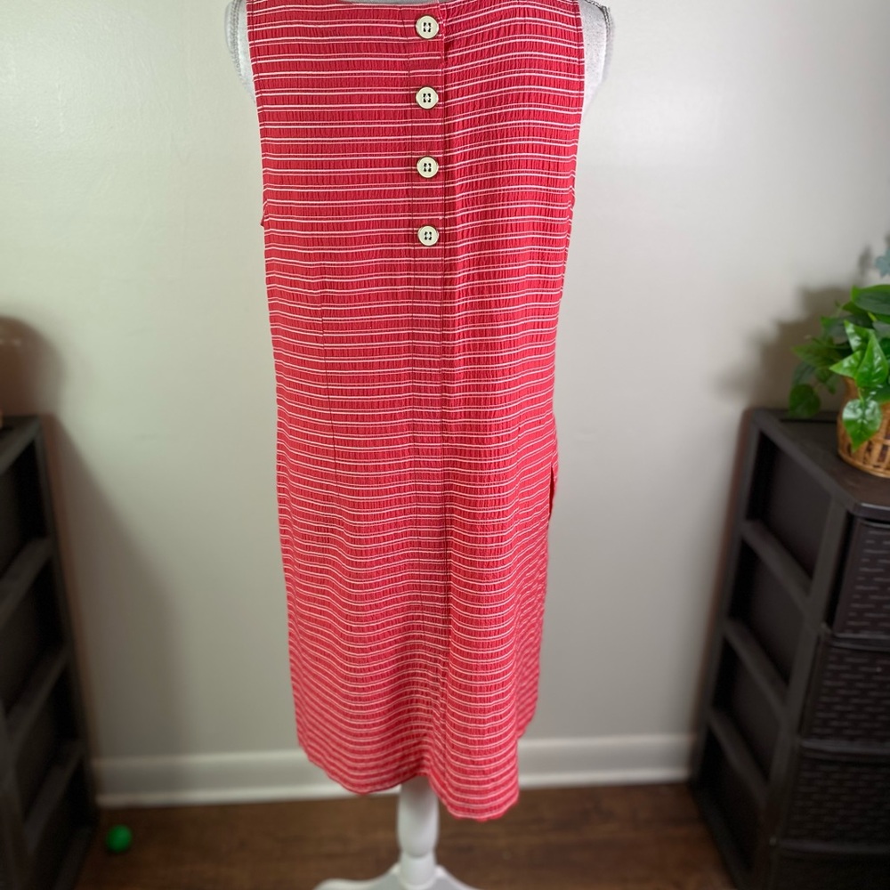 Tommy Hilfiger women’s Sleeveless striped shift Coral/white Dress Sz 10 pockets - Picture 8 of 11